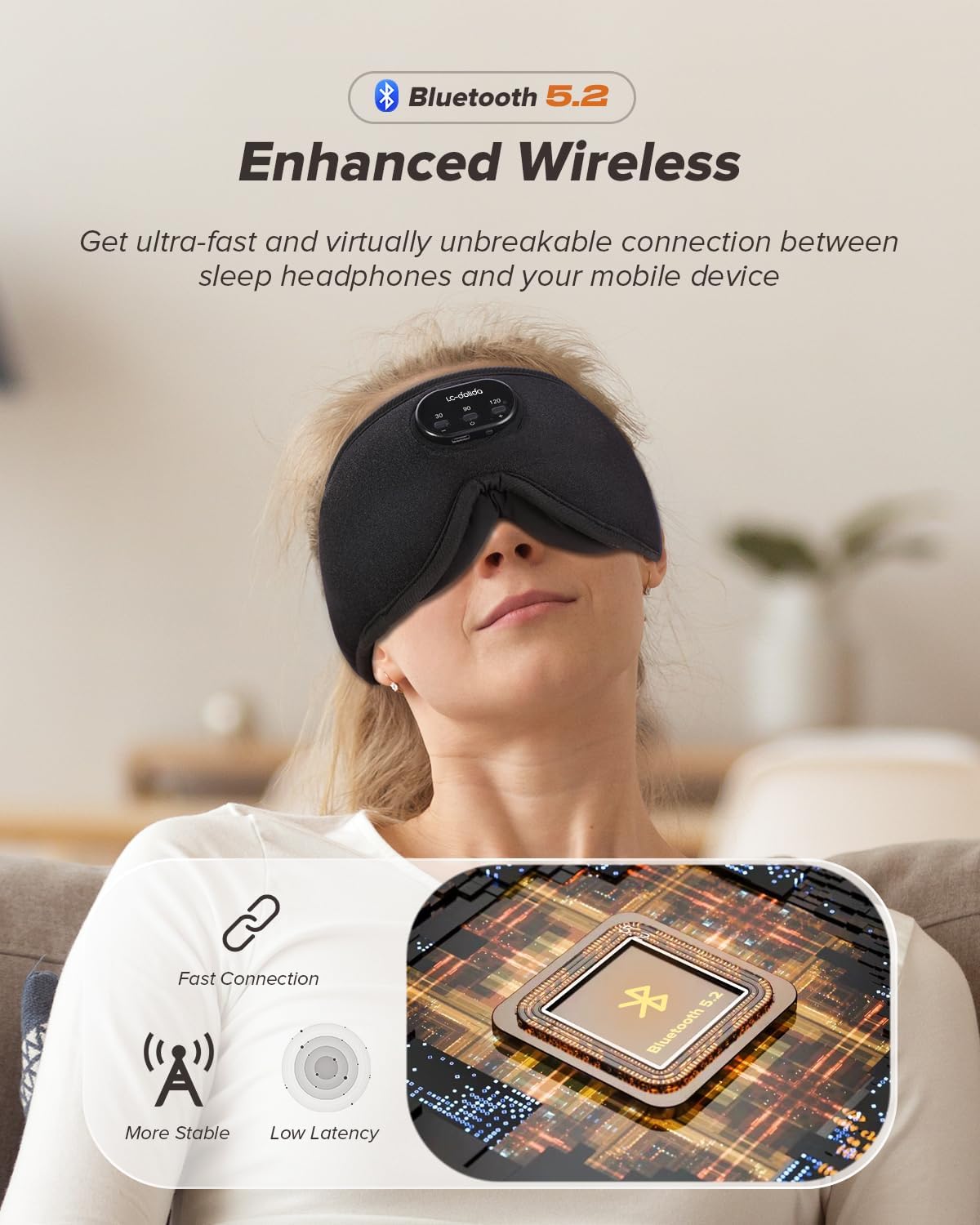 LC-dolida Sleep Headphones White Noise Bluetooth Sleep Mask 3D Wireless Timing Eye Mask for Sleeping Sleep Mask with Bluetooth Headphones for Side Sleepers Travel Yoga Cool Gadgets for Men Women