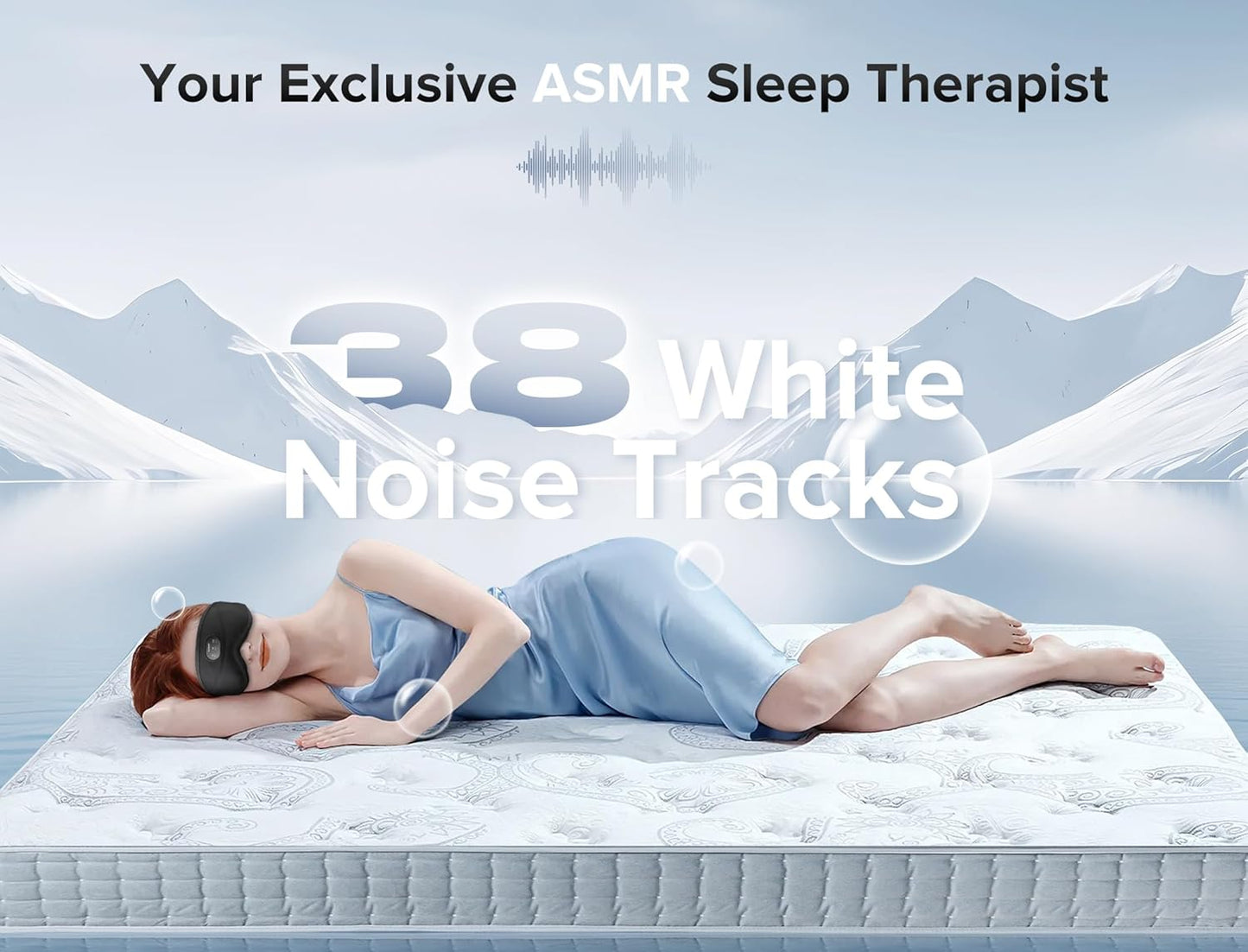 Sleep Mask with Bluetooth Headphones 3D Eye Mask for Sleep Headphones with White Noise Total Blackout 5.4 Bluetooth Timer 14 Hours for Women Men Travel Meditation Nap