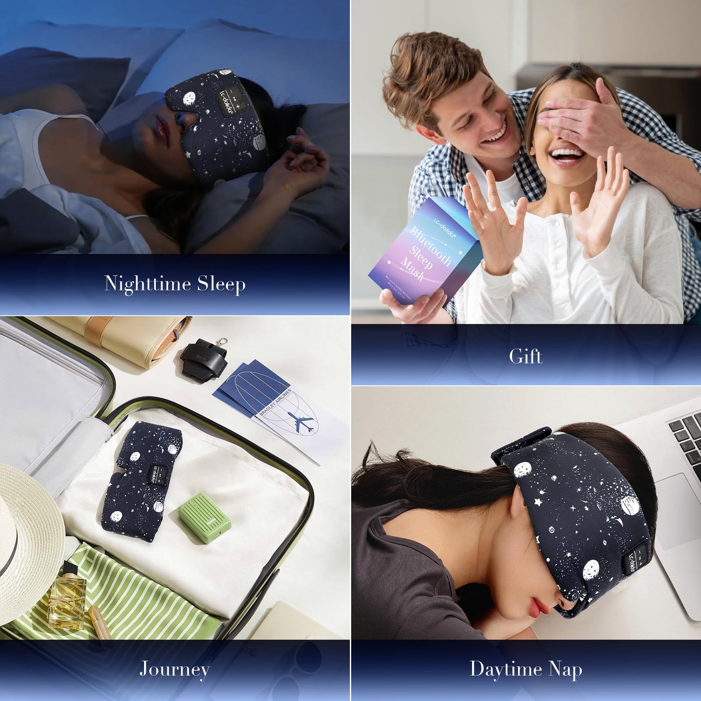 Sleep Mask with Bluetooth Headphones Silk Eye Mask for Sleeping Side Sleepers 5.4 Bluetooth Silk Sleep Mask Headphones for Women Men with Thin Speaker Blackout Cooling Comfort