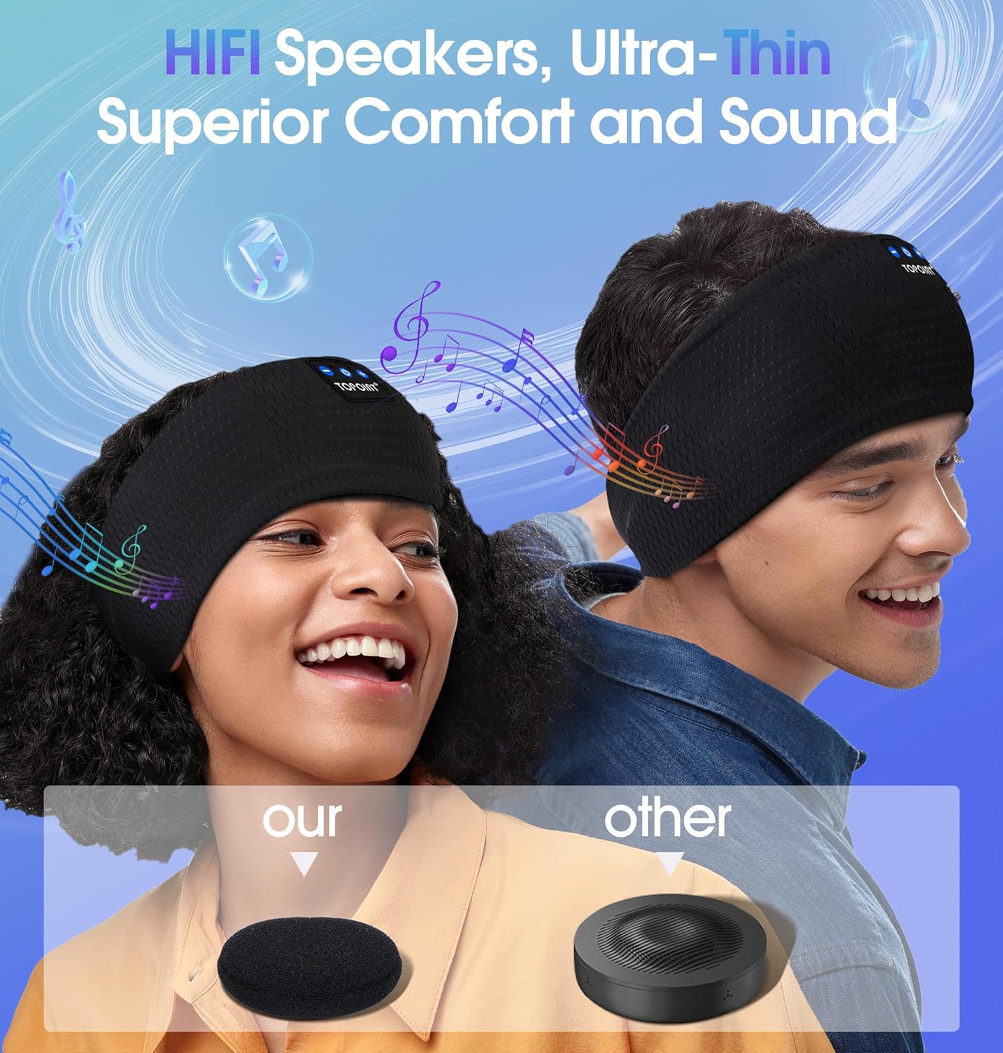Sleep Headphones Headband Bluetooth 5.4 TOPOINT Sports Headband Earphones Sleeping Bluetooth Wireless with USB C for Women Men Sports Gifts Workout Jogging Yoga Insomnia Air Travel Meditation