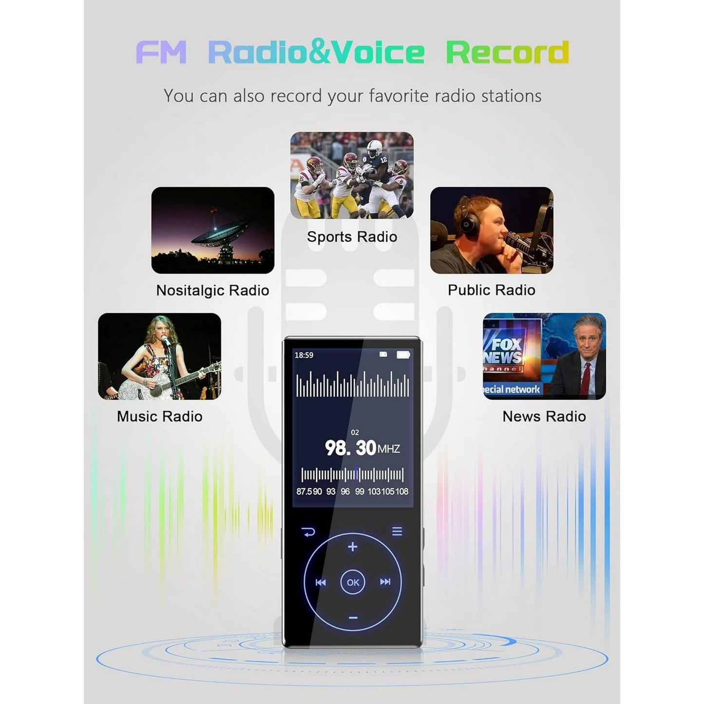 96GB MP3 Player with Bluetooth 5.0: Portable Lossless Sound Music Player with HD Speaker 2.4 Screen Voice Recorder FM Radio Touch Buttons 32G Storage+Support up to 64GB for Running Walking