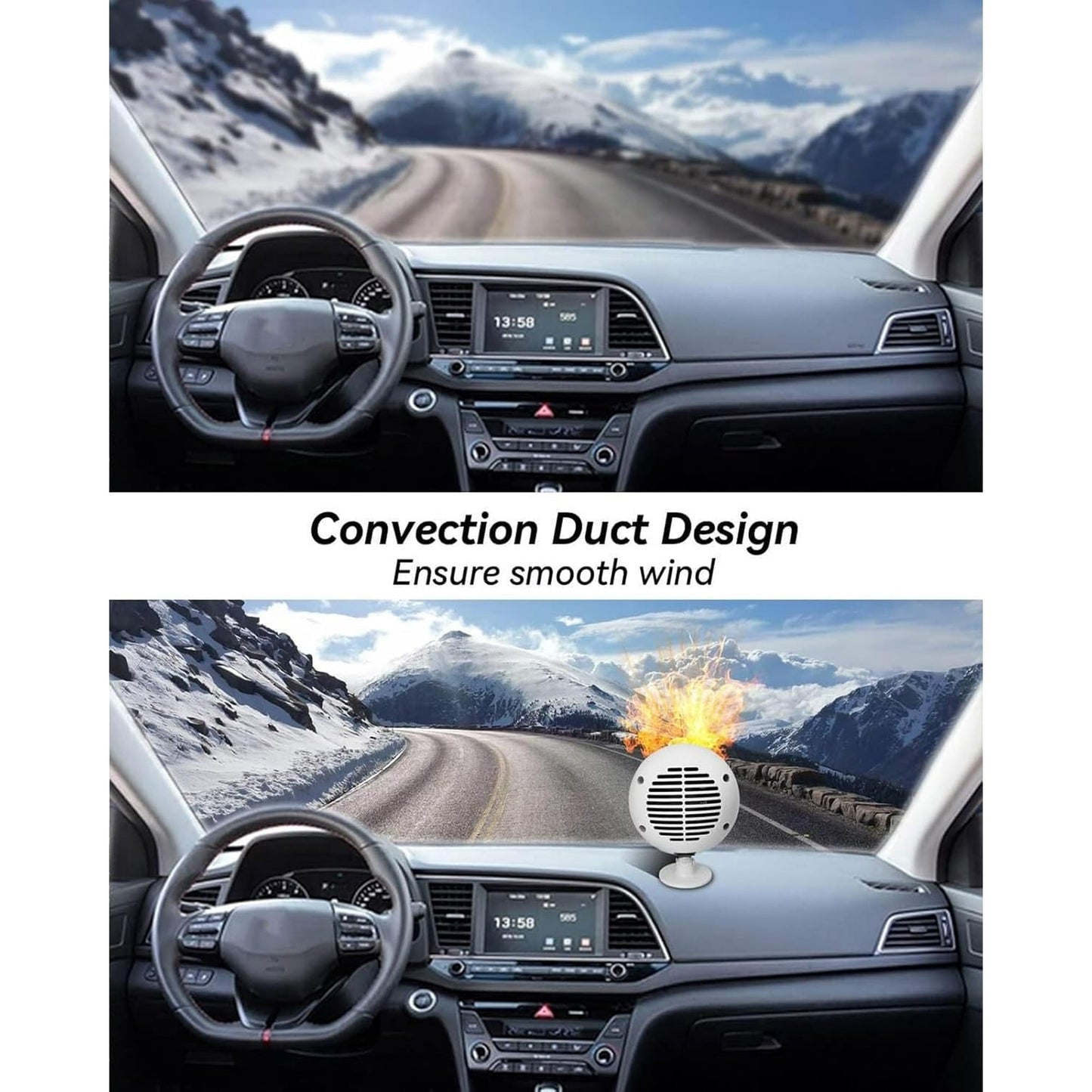 2 In 1 Car Heater Cooler Fan 12V Car Heater Portable 180W Car Air Heater Mini Car Speed Cooling Fan Windshield Defroster Demister 360° Rotatable Heater and Defogger for Car SUV and more Black