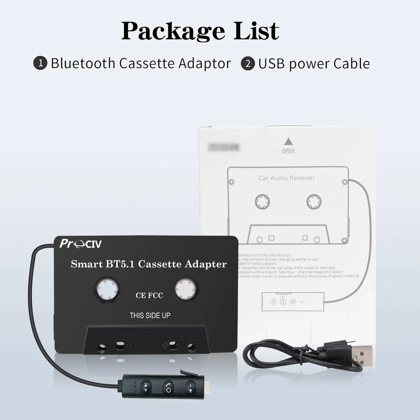 New Car Audio Bluetooth Wireless Cassette Receiver Bluetooth 5.1 Car Audio Stereo Cassette Vehicle Tape Converter Cassette Work While Charging Black