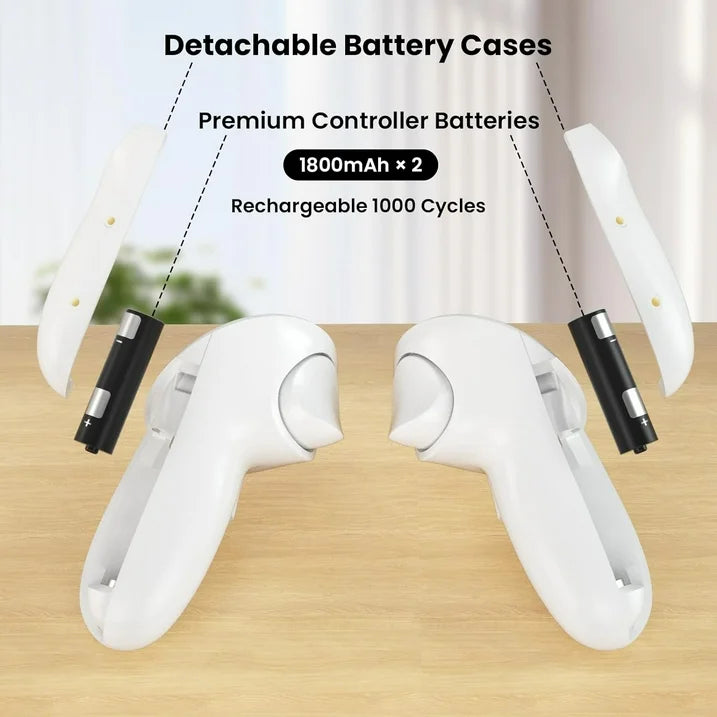 VR Charging Dock for Meta Quest 3 Fast Charging Station with Colorful RGB Light for Oculus Quest 3 Magnetic Charging Stand for VR Headset and Touch Controllers with 2 Rechargeable Batteries White