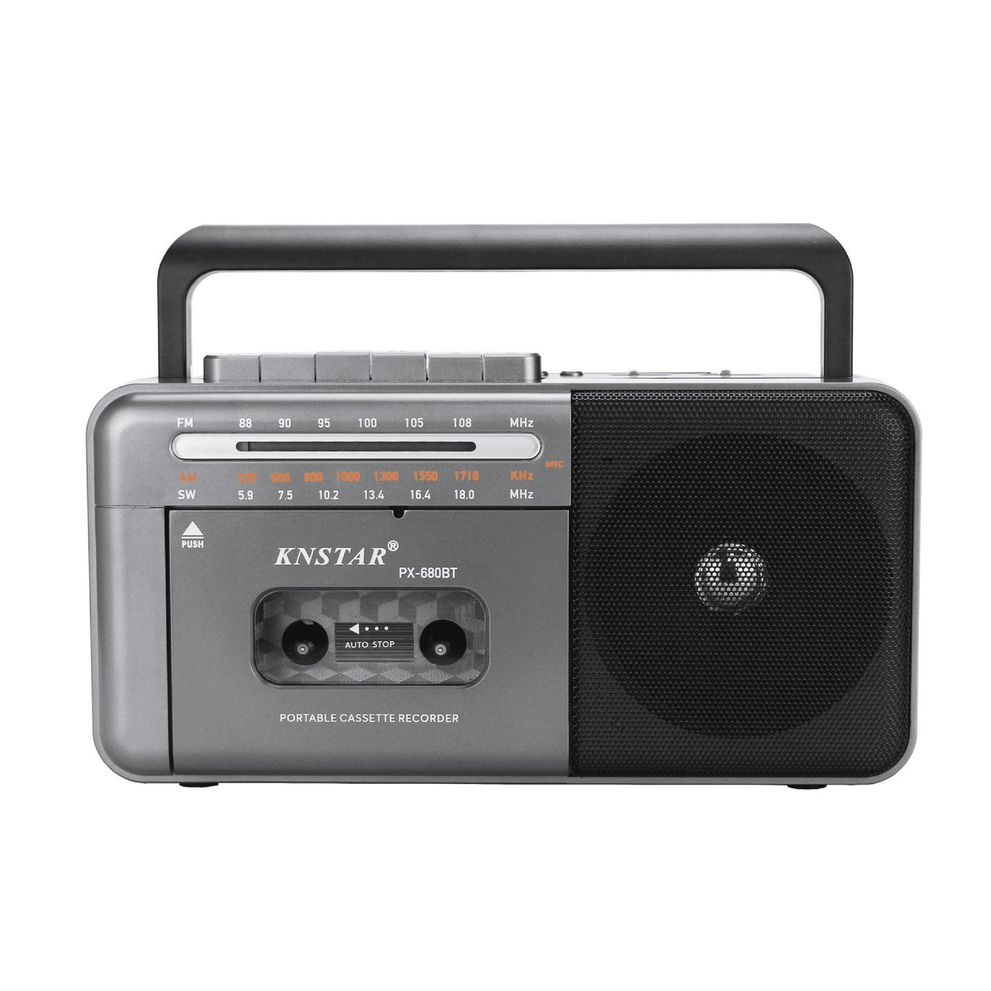 Cassette Tape Player Bluetooth Boombox Cassette Player AM/FM/SW Radio Stereo Tape Player/Recorder with Big Speaker and Earphone Jack USB/TF Card Player AC Powered or Battery Operated Grey