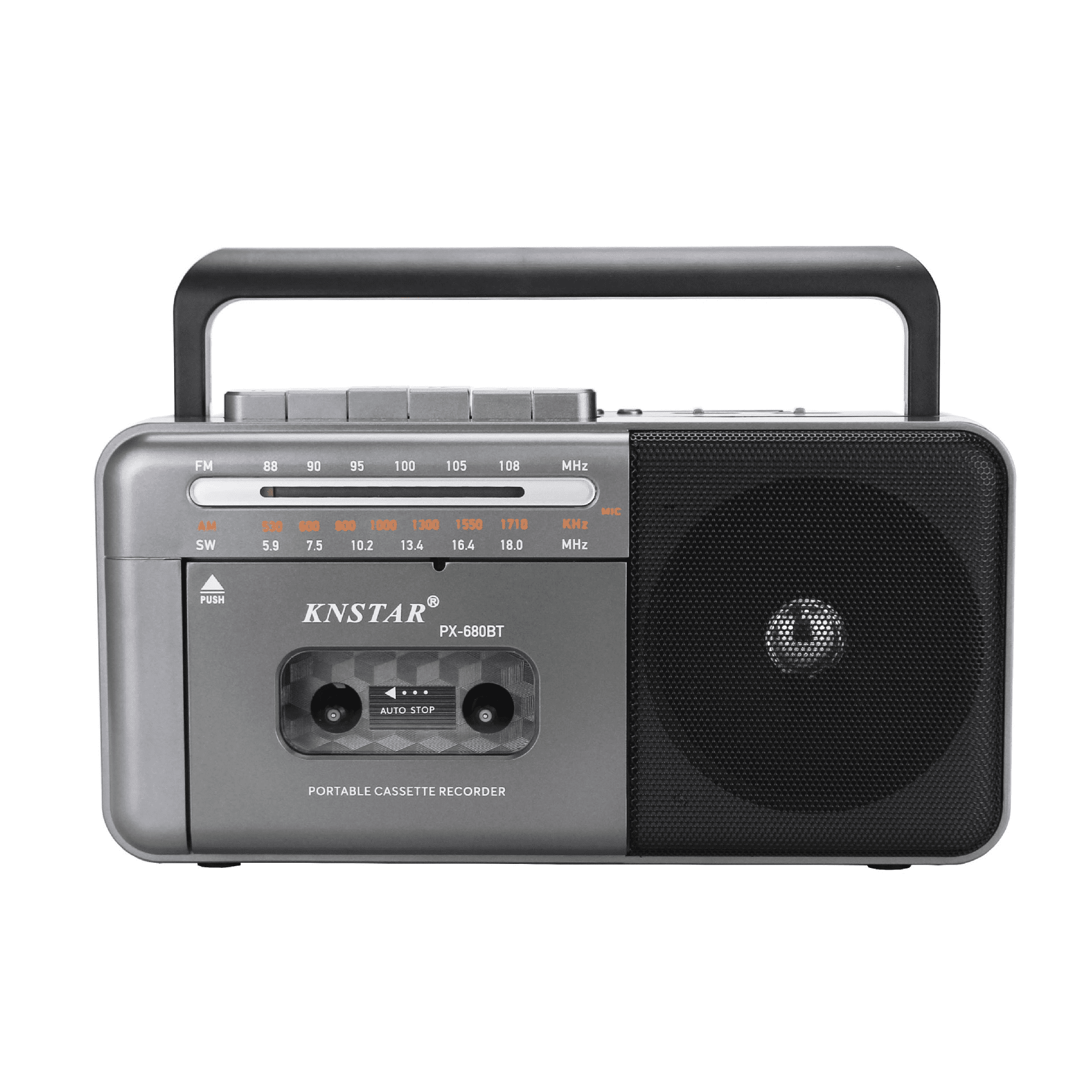 Cassette Tape Player Bluetooth Boombox Cassette Player AM/FM/SW Radio Stereo Tape Player/Recorder with Big Speaker and Earphone Jack USB/TF Card Player AC Powered or Battery Operated Grey