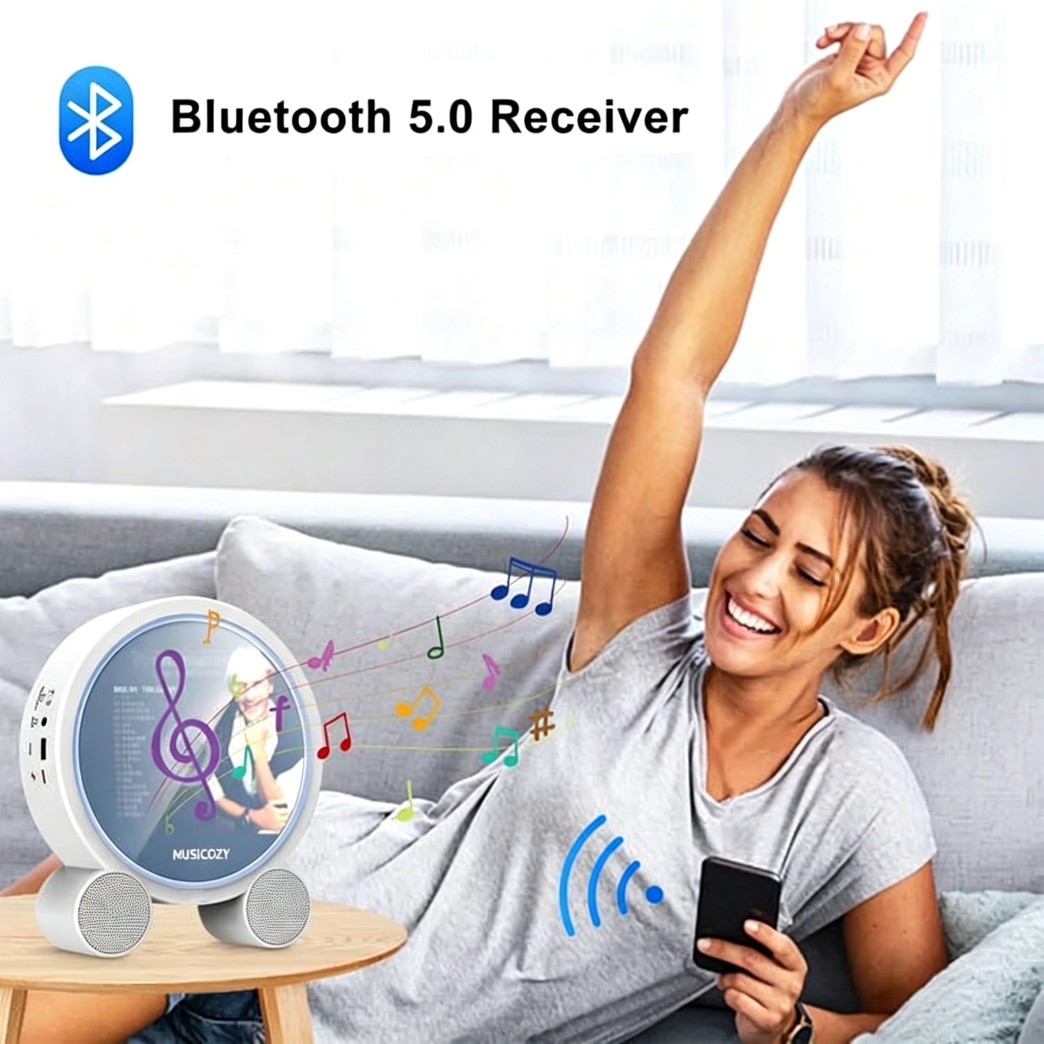 Portable Vertical CD Player with Bluetooth for Home with LCD Screen Wireless Audio CD Player with Remote Control Rechargeable Battery Built in HiFi Speakers Support Timed Music ON/Off FM USB SD