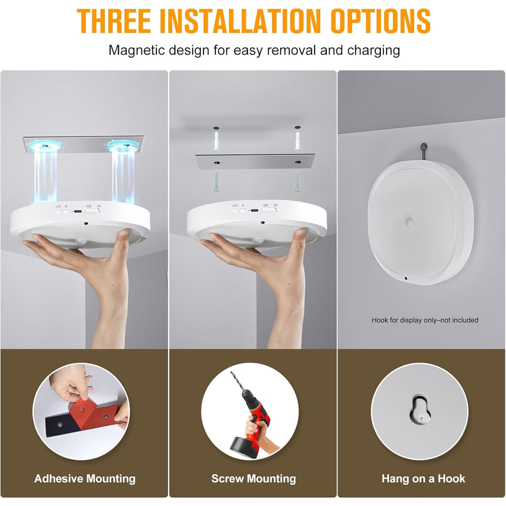 Ceiling Light Battery Operated, Motion Sensor LED Lights with 8000mAh Battery, 3 Color Temperatures, 550LM, Motion Activated for Closet, Shower, Stairs, Pantry,1pcs