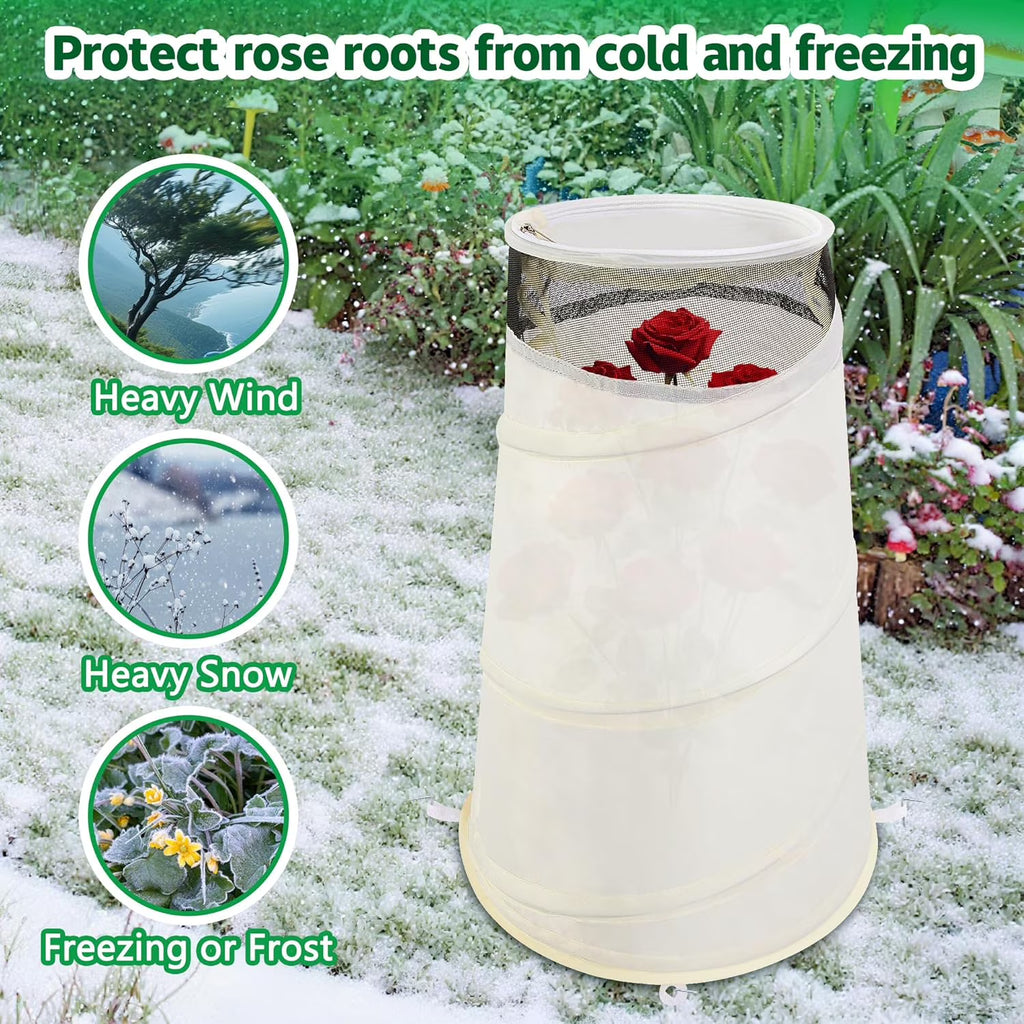 Winter Rose Protective Cover,20" x 13" x 9" Rose Cones for Winter Protection with Stakes,Reusable Freeze Protection Roses Bush Cover for Protecting Against Frost Wind and Animals Eating Easy to Store