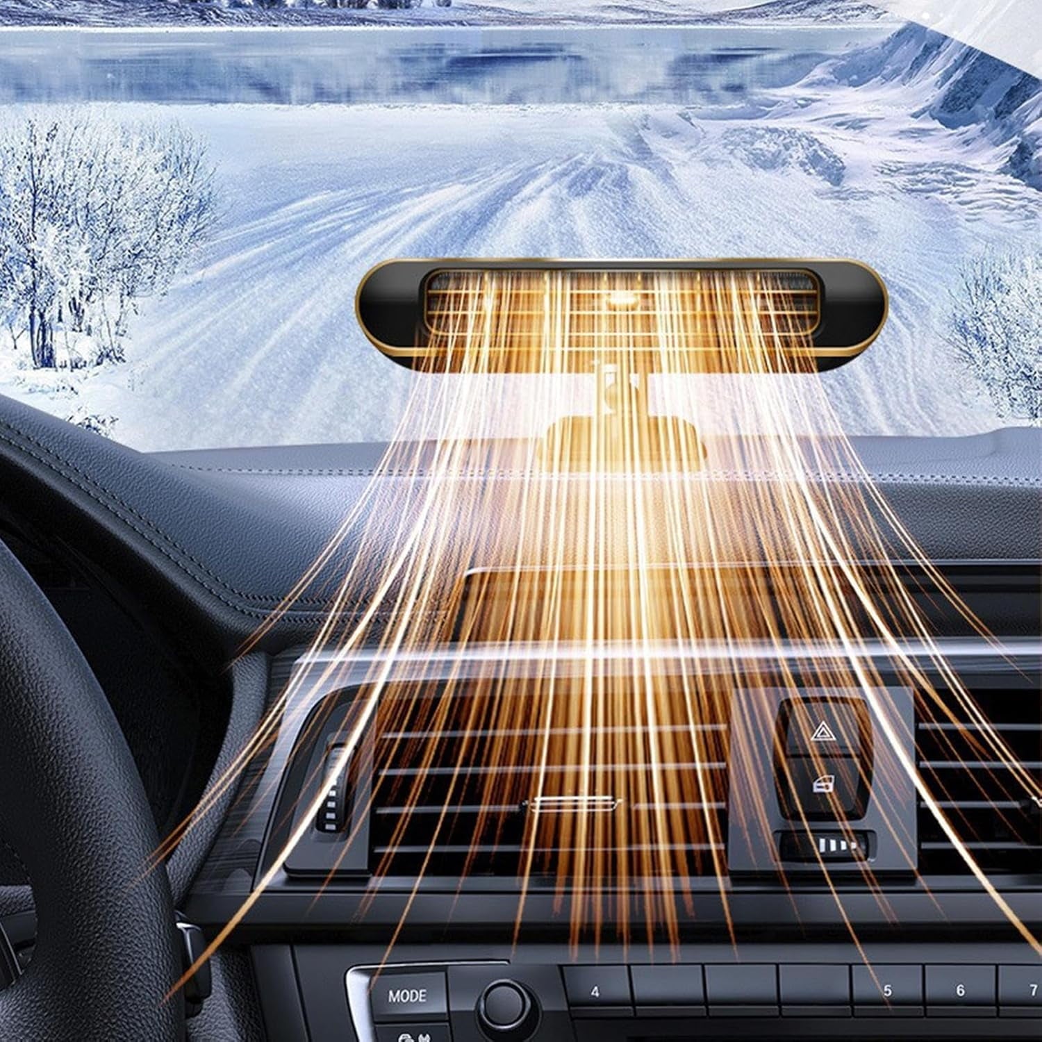 Portable Heater for Car 2 in 1 Fast Heating & Cooling Function 360 Degree Rotary 150W Portable Windshield Defroster Demister with Air Fan Car Heating Fan