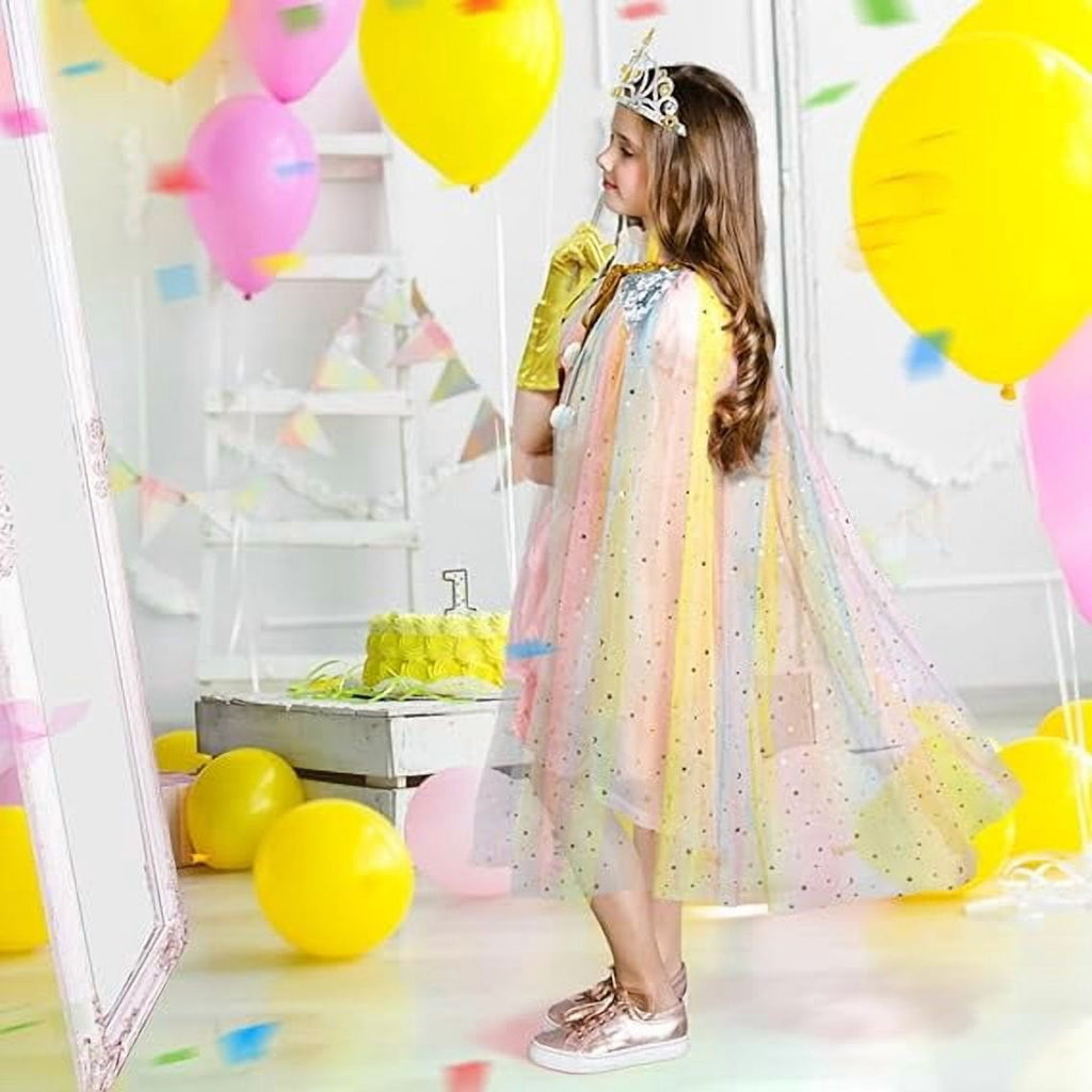 Princess Dress Up kids Costume Props Halloween Christmas gifts 11Pcs Fairy Princess for Toddler Girls Costume Sets Cape Wand Headband Tutu Skirt Jewelry New Year Gifts for Girls3 4 5 6 7 8 Year Old