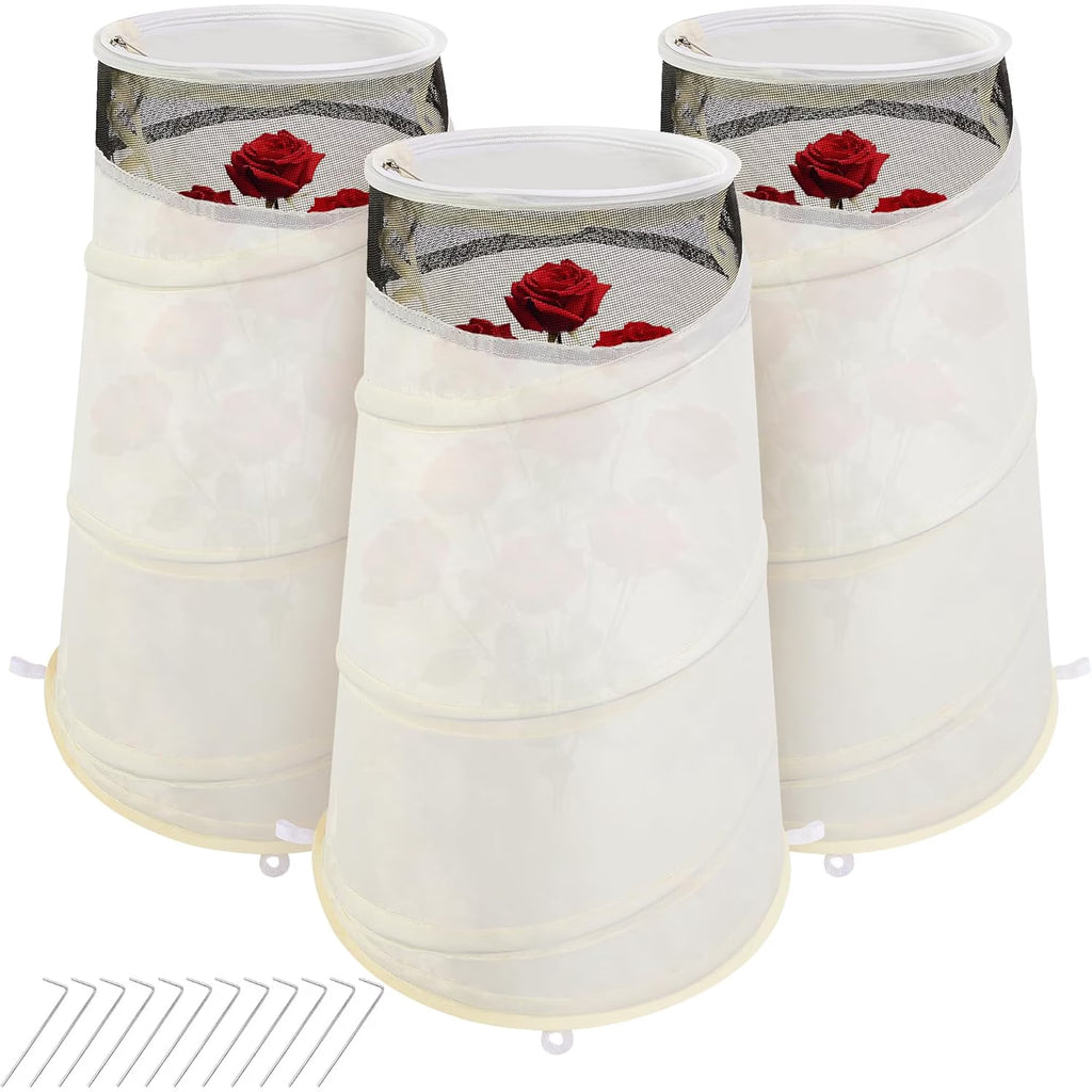 Winter Rose Protective Cover,20" x 13" x 9" Rose Cones for Winter Protection with Stakes,Reusable Freeze Protection Roses Bush Cover for Protecting Against Frost Wind and Animals Eating Easy to Store
