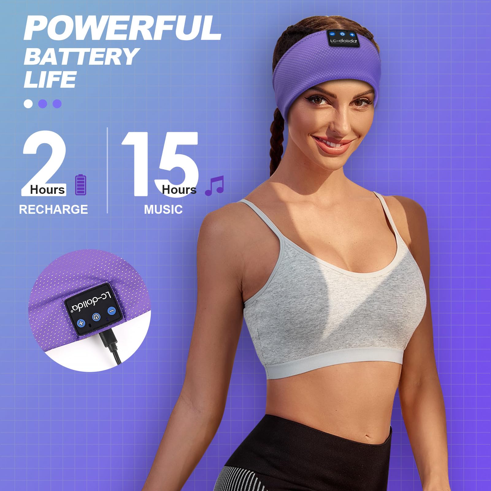 LC-dolida Sleep Headphones Bluetooth 5.4  Headband Headphones Earphones Wireless  Sleep Mask for Sleeping  Sports  Gifts  Workout  Jogging  Yoga Insomnia  Air Travel  Meditation