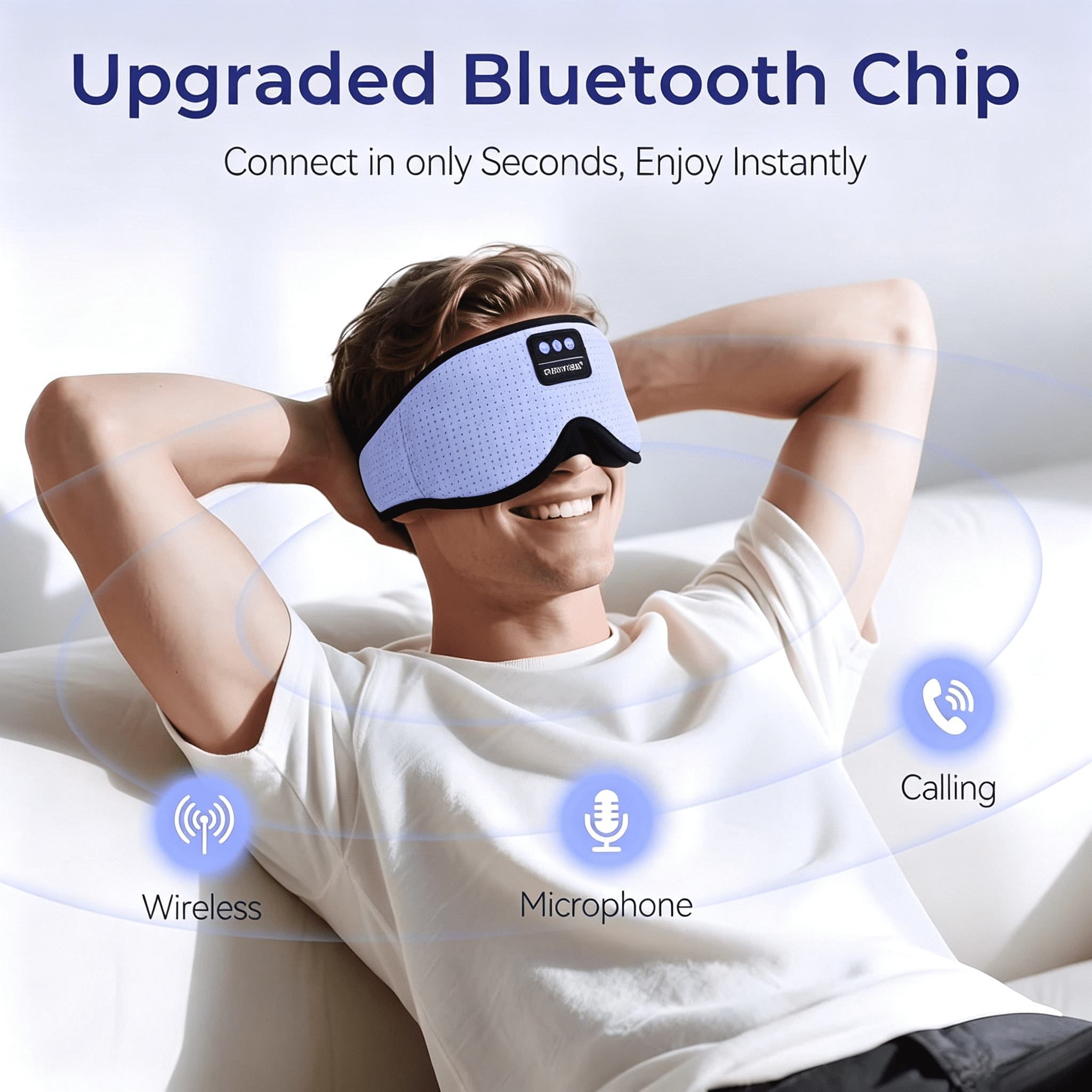 MUSICOZY White Noise Sleep Mask Headphones with 16 Soothing Sounds Bluetooth Sleep Mask 3D Wireless Music Sleeping Headphones for Side Sleeper Wireless Music Eye Mask with Timer Gifts for Men Women