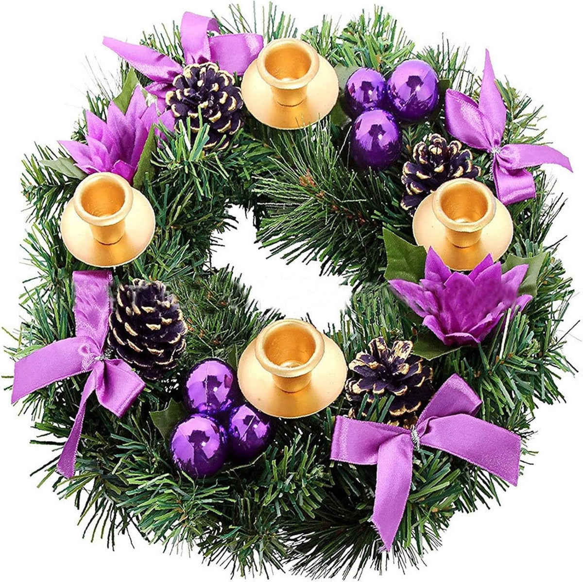 Christmas Advent Wreath Candle Holder Christmas Wreath Decorations 4 Candle Rings Wreaths Xmas Flame Retardant Candle Holder Holiday Wreaths for Home Church Christmas Wedding Table Dinner Party Decor