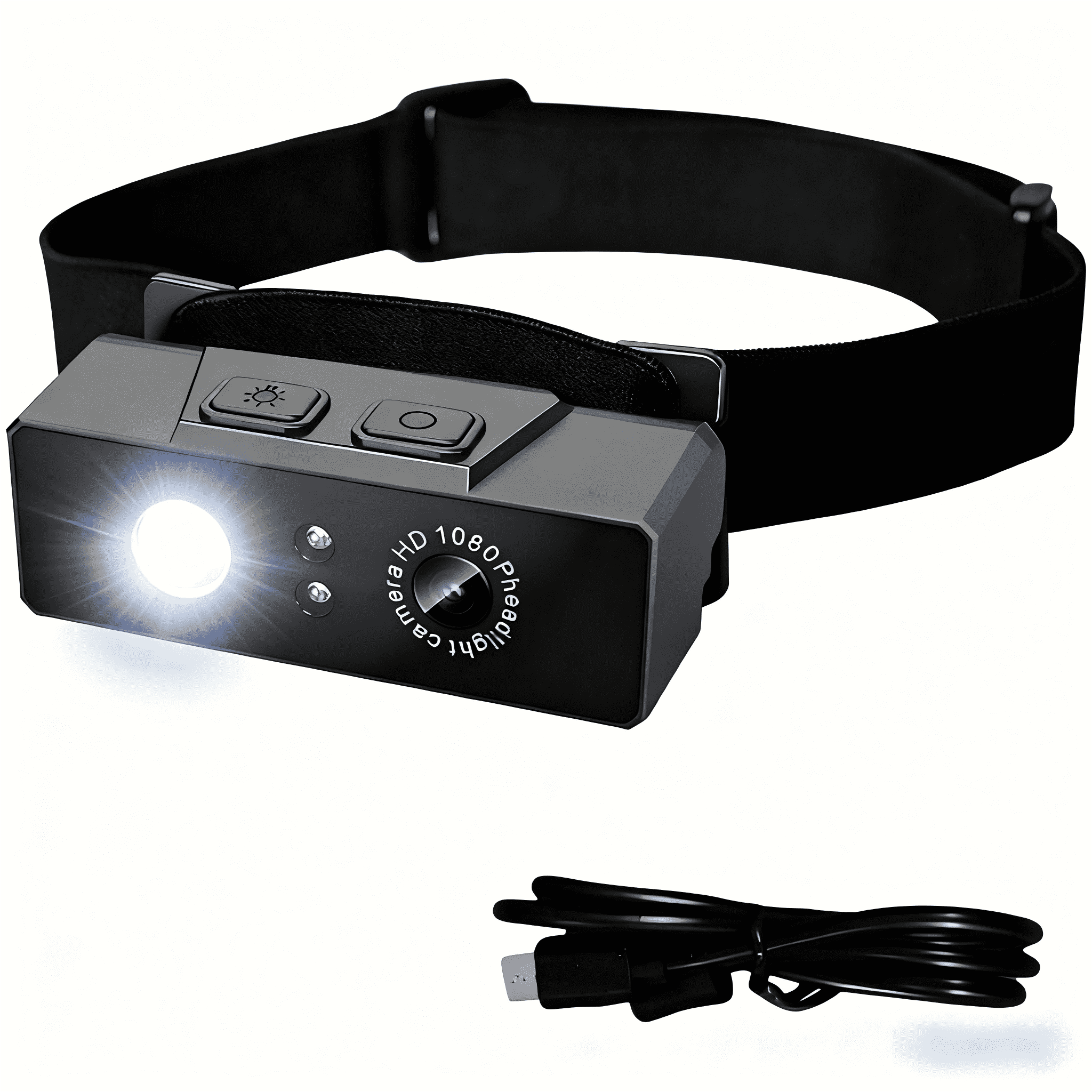 MUSICOZY 1080P HD Sports Camera Adjustable Head Camera for Recording with 3W LED Light & Headlamp Video Recorder Smart Sensor Portable Action Camera Body Video Camera for Outdoor Night Sport