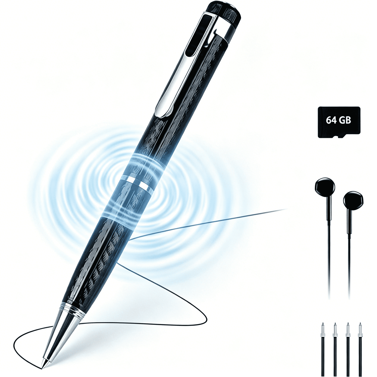 MUSICOZY 64GB Digital Voice Recorder Portable Audio Recorder Voice Activated Recorder with AI-Intelligent Noise Reduction Clear Audio Recording Device for Studying Lectures Meetings Work Interviews