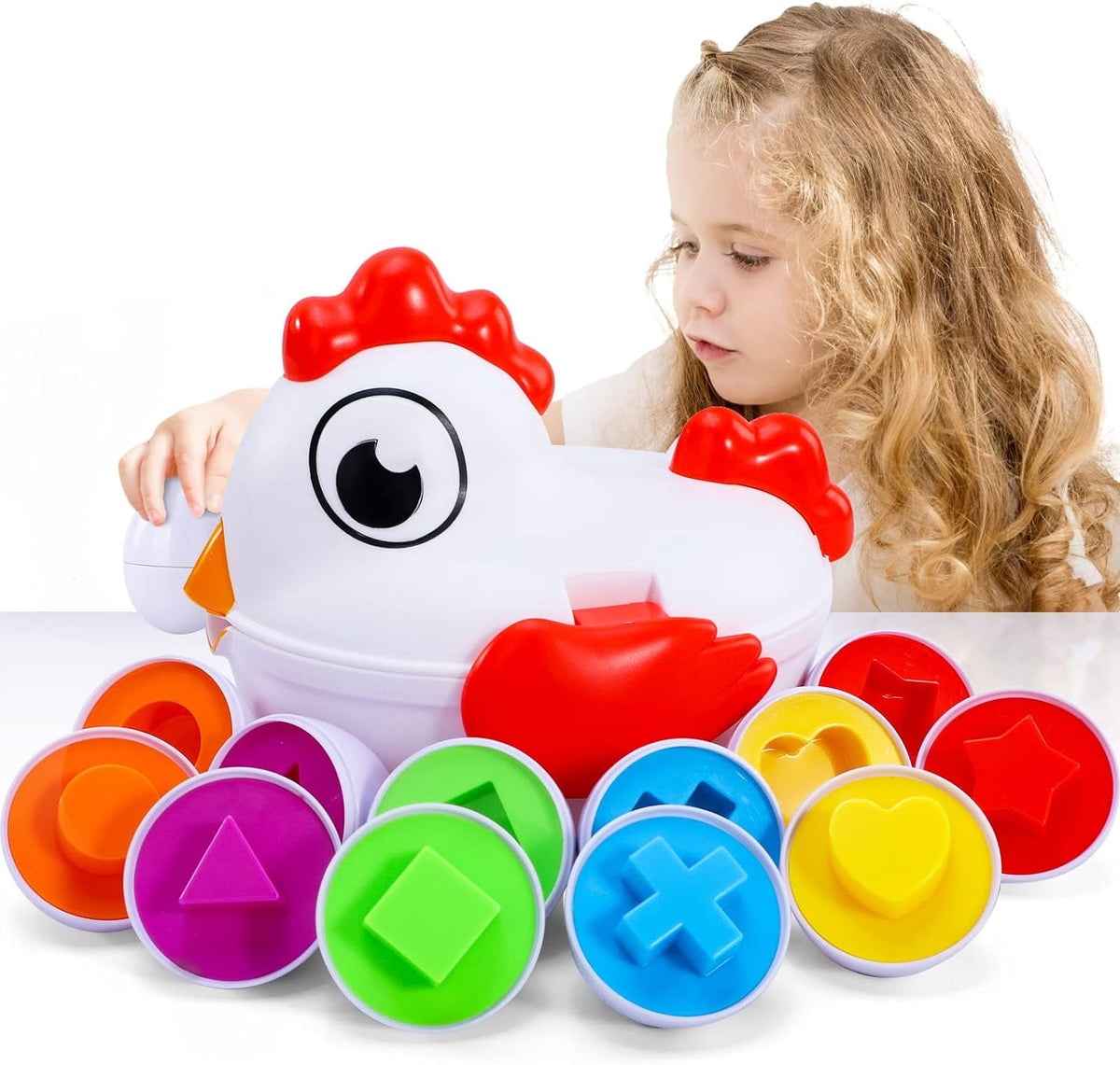 Montessori Toddlers Eggs Toy Color Shape Matching Eggs and Chicken Set Toys Preschool Learning Toys Educational Sorting Easter Eggs Toys Christmas Gift for Kids Boys Girls 1 2 3 4 5 6 Years Kids