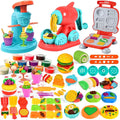 Playdough Sets for Kids, 3 in 1 Color Dough Kitchen Creations Set with Ice Cream Hamburger Noodle Maker Toy, Preschool Pretend Play Toys, Birthday Christmas Gifts for Boys Girls Toddlers Ages 3+