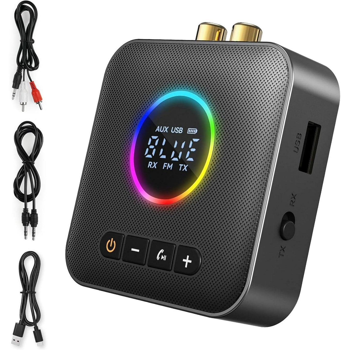 Bluetooth 5.4 HiFi Receivers  2-in-1 Bluetooth 5.4 Transmitter & Receiver  for music Streaming Sound System  Wireless Audio Adapter with 3.5mm RCA  for Home Stereo System/Speakers/Car/TV/Tablet