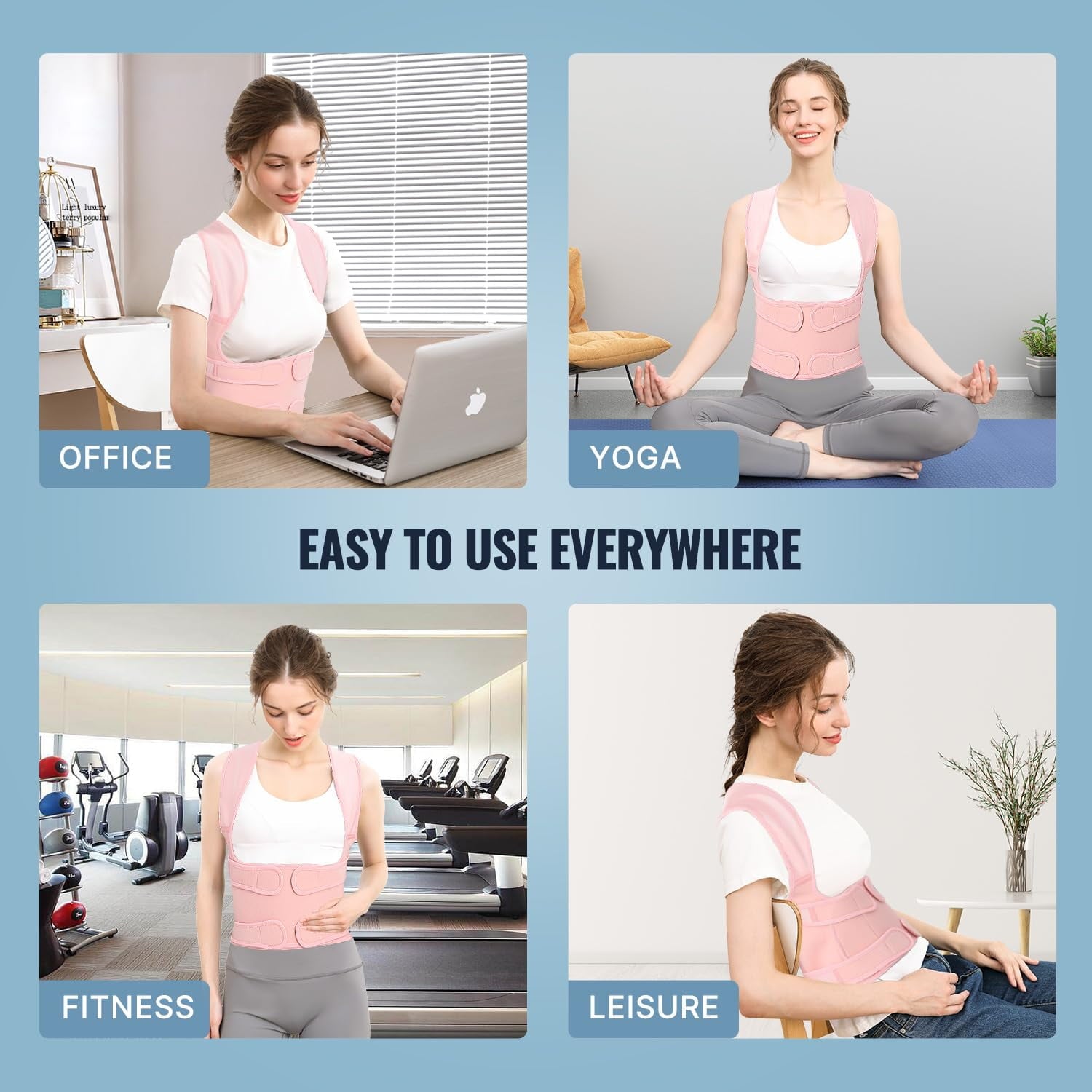MUSICOZY Back Brace Posture Corrector for Women  Back Straightener Posture Corrector  Scoliosis and Hunchback Correction  Back Pain  Spine Corrector  Support  Adjustable Posture Trainer Pink Small
