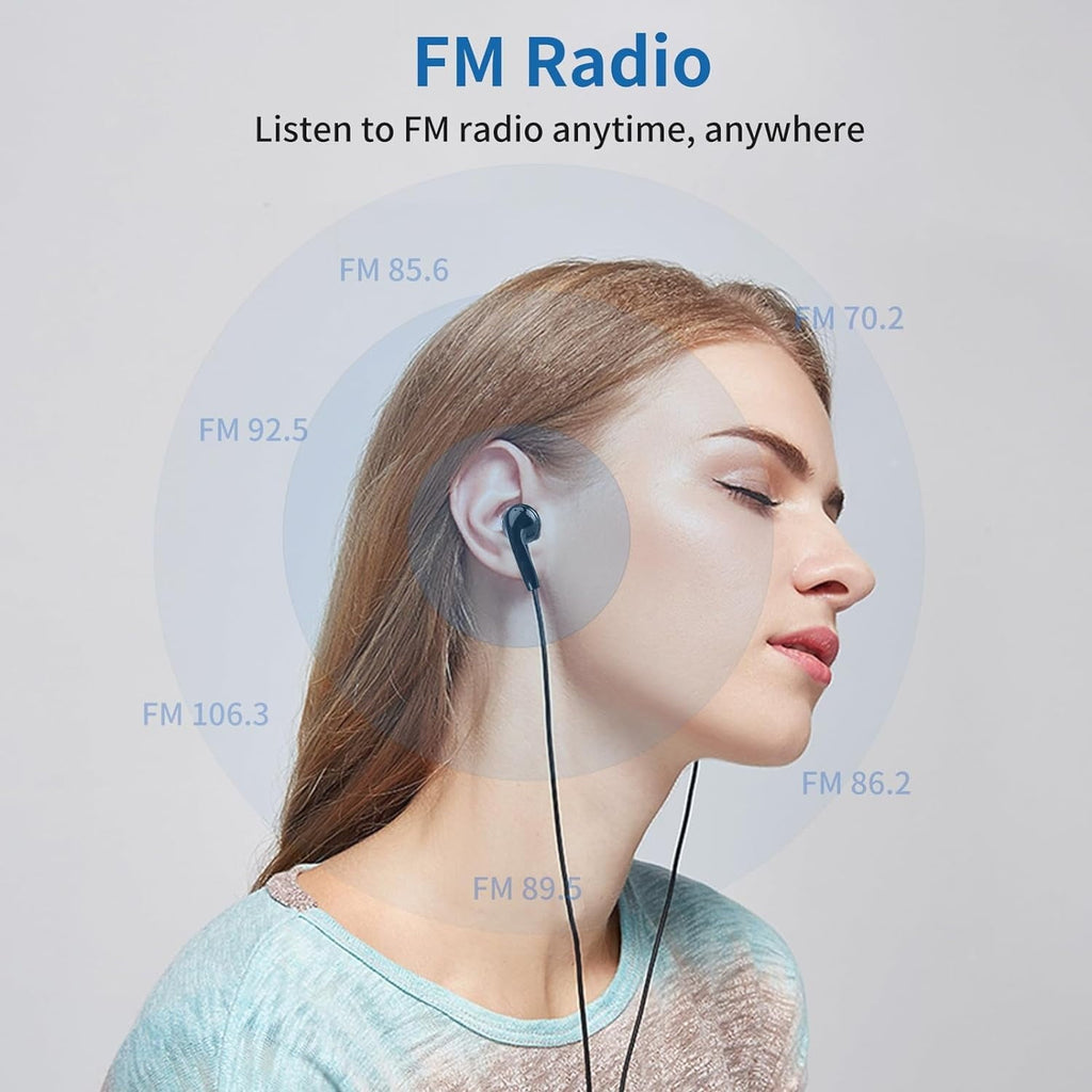 MP3 Player  Music Player with 64GB Micro SD Card  Earphone Build-in Speaker/Photo/Video Play/FM Radio/Voice Recorder/E-Book Reader  Supports up to 128GB for Kids Running Walking