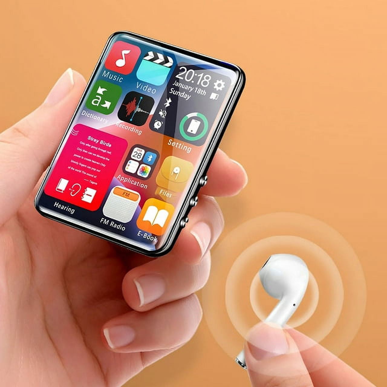 128GB Support MP3 Player 2.4 Inch Touch Screen Black Hifi Bluetooth Lossless Audio Recorder FM Radio Mp4 Video Player Ebook