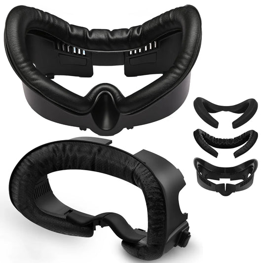 Facial Interface & Face Cover Pad for Meta Quest 3 - VR Accessories Compatible with Meta/Oculus Quest 3  One-Piece Anti-Light Leakage Soft Leather PU & Ice Sponge Face Cushion Pad for Quest 3