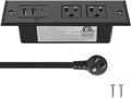 Recessed Power Strip with 20W USB C Port Fast Charging USB A Port Desk Outlet Furniture Hidden Charging Station for Side Table End Table with 6FT 45 Degree Flat Plug Extension Cord Black