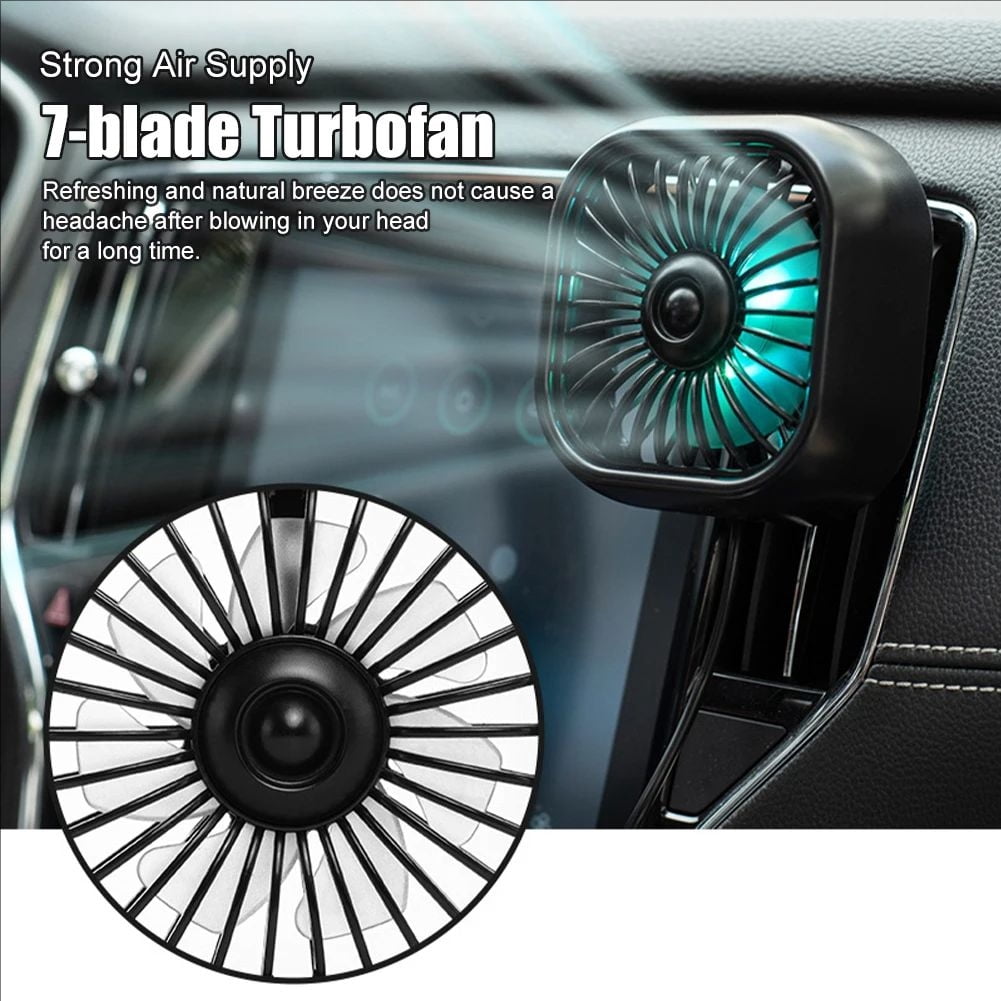 MUSICOZY 2 Pcs Car Cooling Fan Portable USB Cooler Clip Fan for Car Air Outlet Powerful 3 Speed with Color Changing Light Quiet 360 Degree Rotatable Air Circulation Fan for Vehicle Van Truck SUV RV