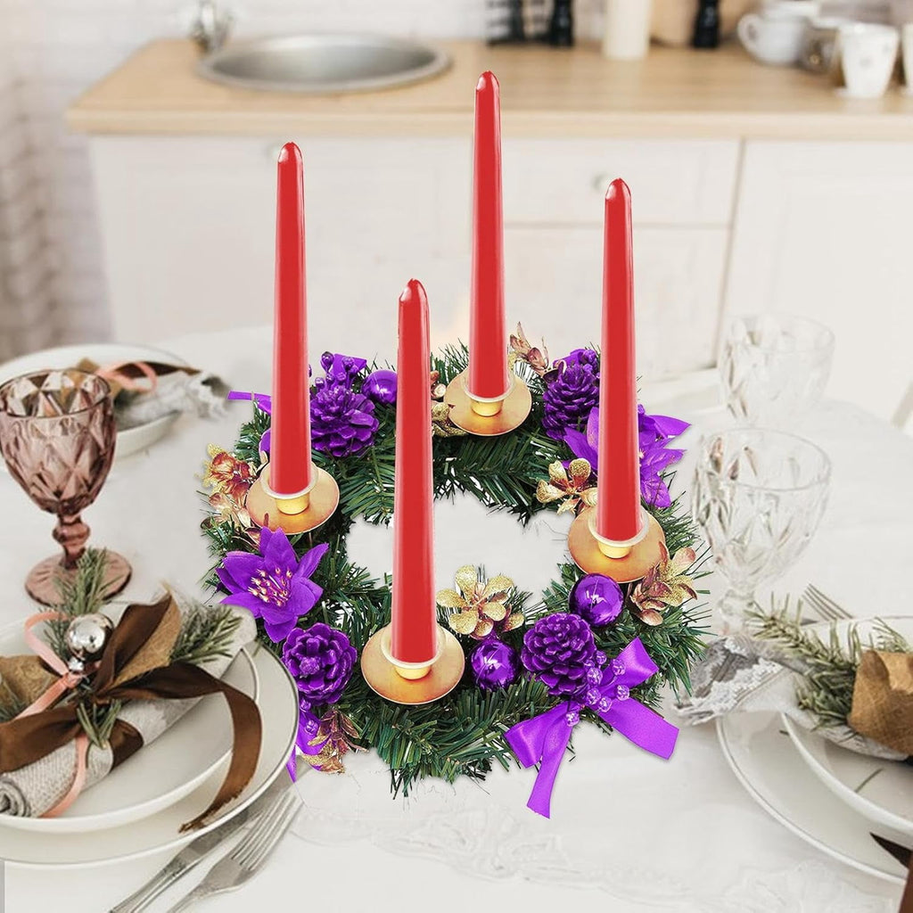 Christmas Advent Wreath Candle Holder Christmas Wreath Decorations 4 Candle Rings Wreaths Xmas Flame Retardant Candle Holder Holiday Wreaths for Home Church Christmas Wedding Table Dinner Party Decor