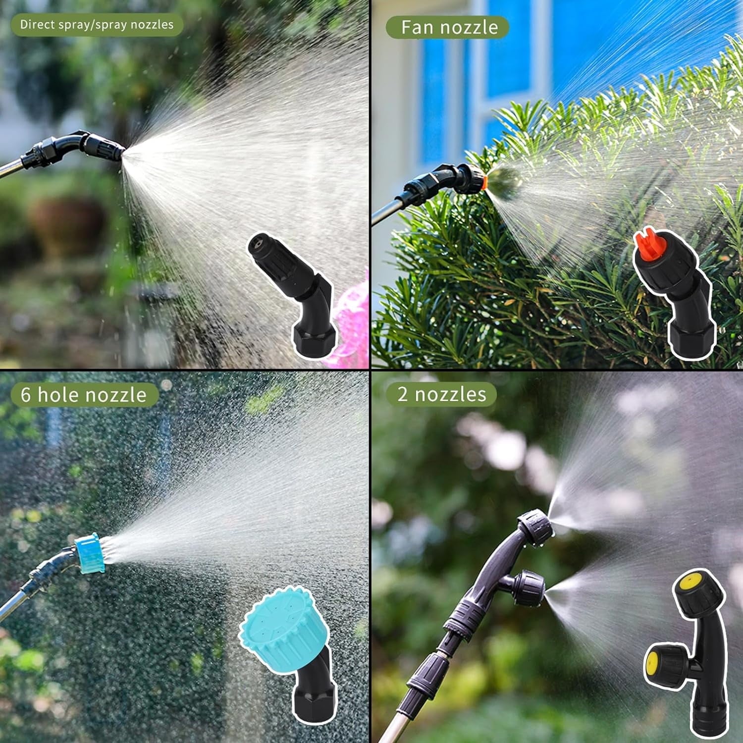 Battery Powered Sprayer 8L Upgrade Electric Sprayer with 4 Mist Nozzles 2000mAh Portable Lawn Sprayer Pump 32in Shoulder Strap Retractable Wand 2 Water Filling Holes for Lawn Garden Cleaning