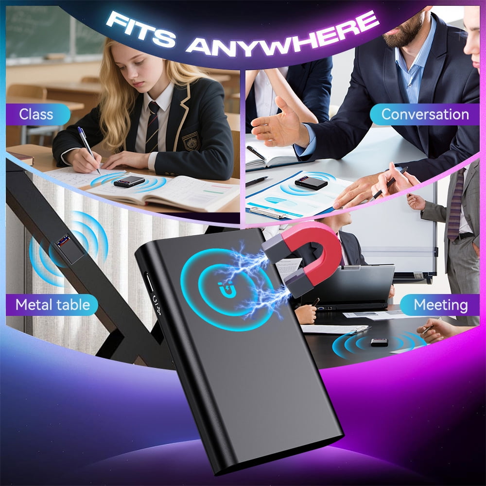 Magnetic Voice Activated Recorder With Screen- (8500 Hours) Voice Recorder with DSP 4.0-AI Noise Cancellation-64GB Portable Recording Device Voice Recorder with Playback for Work Meetings Lectures
